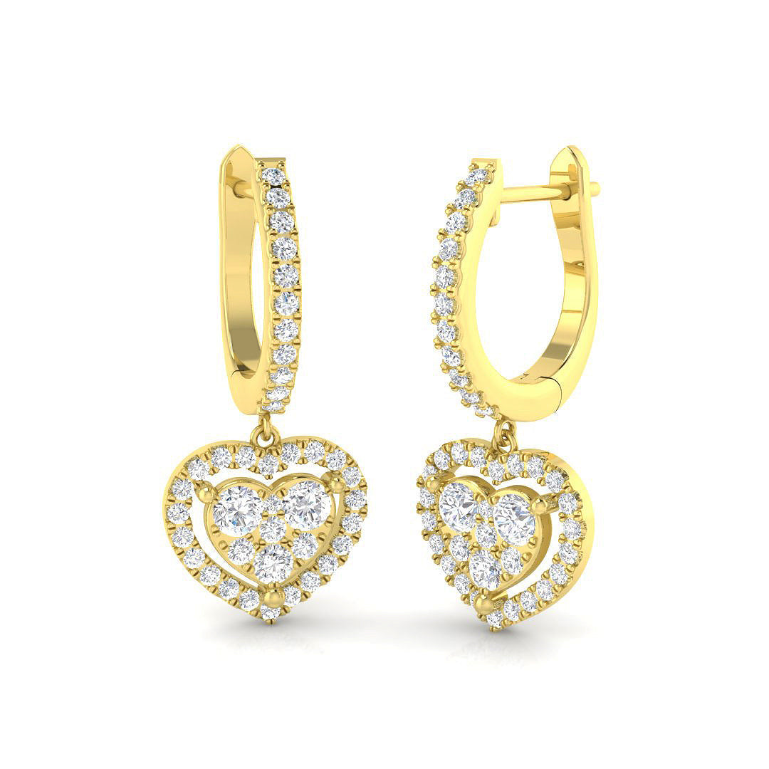 Lurty Luxury Gold Drop & Trilogy Diamond Earrings 0.5ct - 1.25ct in 10K/14K gold and platinum with certified lab-grown or natural diamonds