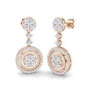 Truny 1.75ct Gold Drop & Trilogy Diamond Earrings - Elegant Luxury in 10K/14K gold and platinum with certified lab-grown or natural diamonds