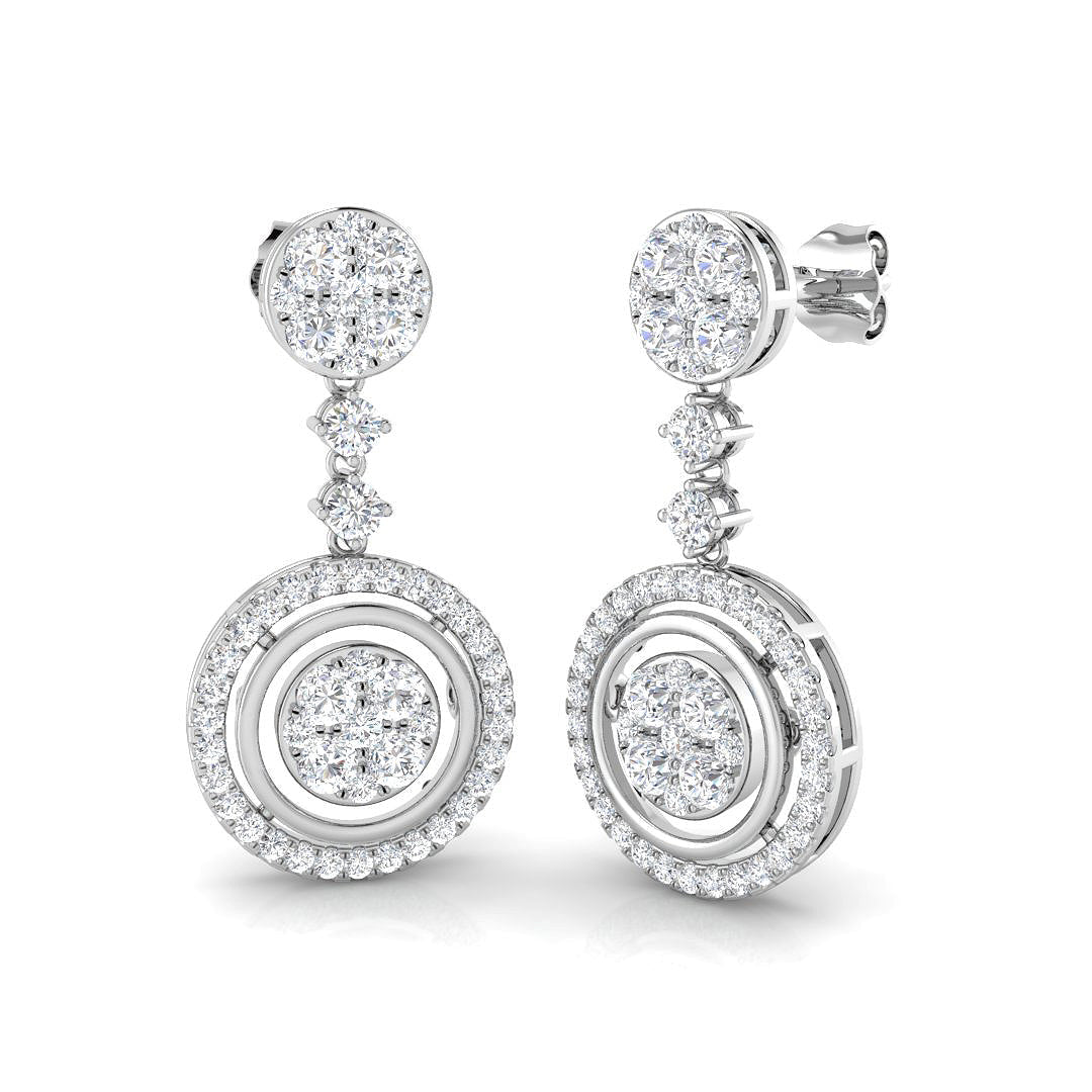 Truny 1.75ct Gold Drop & Trilogy Diamond Earrings - Elegant Luxury in 10K/14K gold and platinum with certified lab-grown or natural diamonds