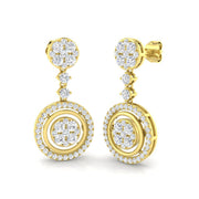 Truny 1.75ct Gold Drop & Trilogy Diamond Earrings - Elegant Luxury in 10K/14K gold and platinum with certified lab-grown or natural diamonds