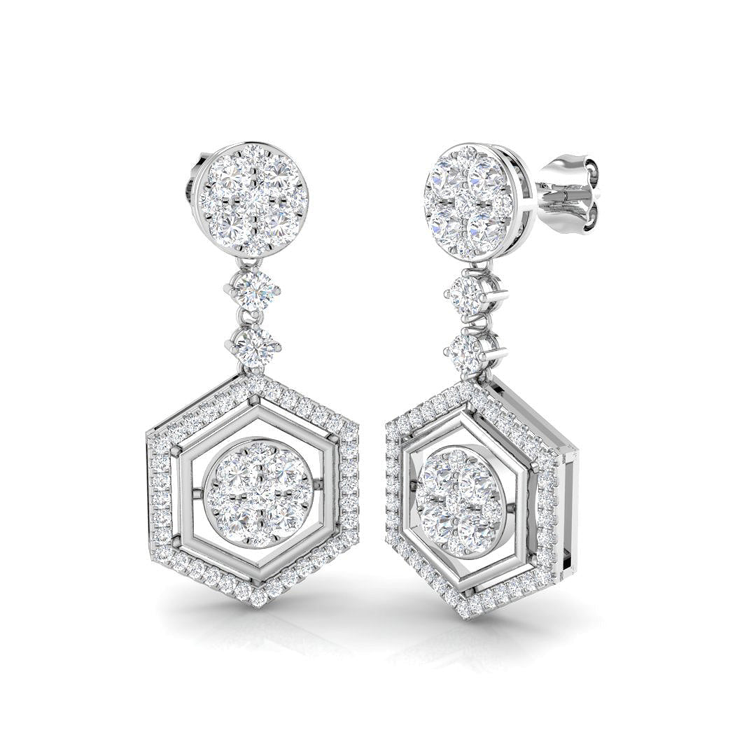 Truoy 1.75ct Gold Drop & Trilogy Diamond Earrings - Luxury Jewelry in 10K/14K gold and platinum with certified lab-grown or natural diamonds