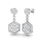 Truoy 1.75ct Gold Drop & Trilogy Diamond Earrings - Luxury Jewelry in 10K/14K gold and platinum with certified lab-grown or natural diamonds
