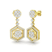 Truoy 1.75ct Gold Drop & Trilogy Diamond Earrings - Luxury Jewelry in 10K/14K gold and platinum with certified lab-grown or natural diamonds