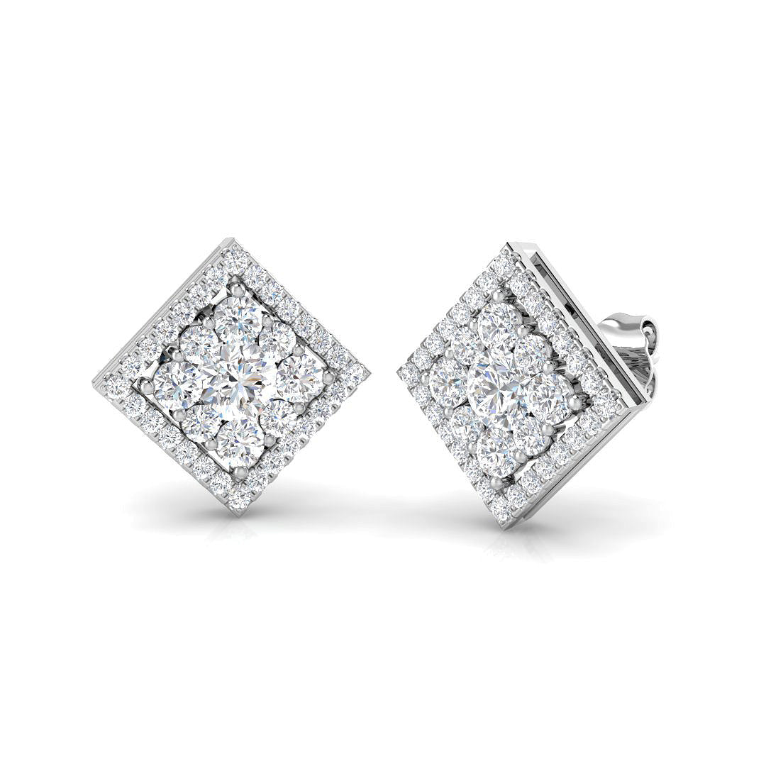 1.5ct Cluster Diamond Stud Earrings in 10K/14K gold and platinum with certified lab-grown or natural diamonds
