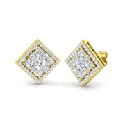 1.5ct Cluster Diamond Stud Earrings in 10K/14K gold and platinum with certified lab-grown or natural diamonds