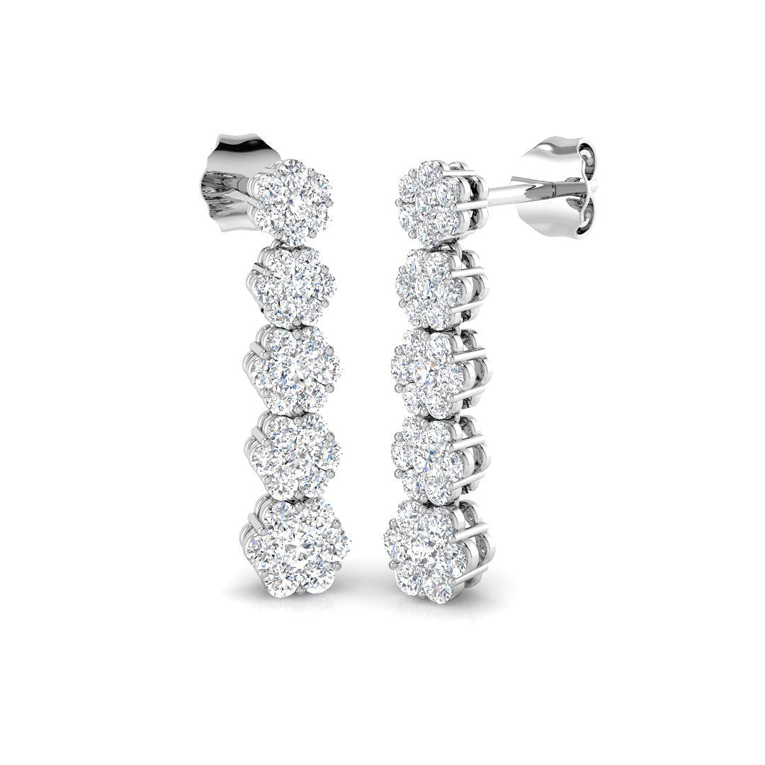 Misty Luxury Gold Diamond Drop & Trilogy Earrings in 10K/14K gold and platinum with certified lab-grown or natural diamonds