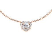 Heart Shaped Diamond Necklace in 10K/14K gold and platinum with certified lab-grown or natural diamonds