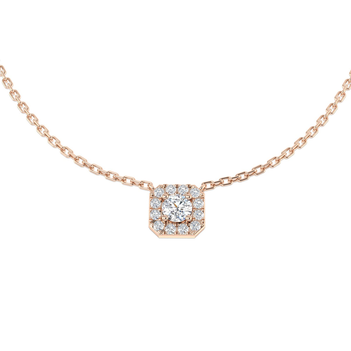 Diamond Cluster Halo Pendant Gold & Platinum Necklace (Without Chain) in 10K/14K gold and platinum with certified lab-grown or natural diamonds