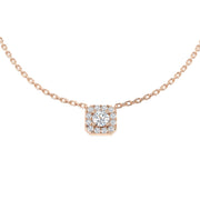 Diamond Cluster Halo Pendant Gold & Platinum Necklace (Without Chain) in 10K/14K gold and platinum with certified lab-grown or natural diamonds