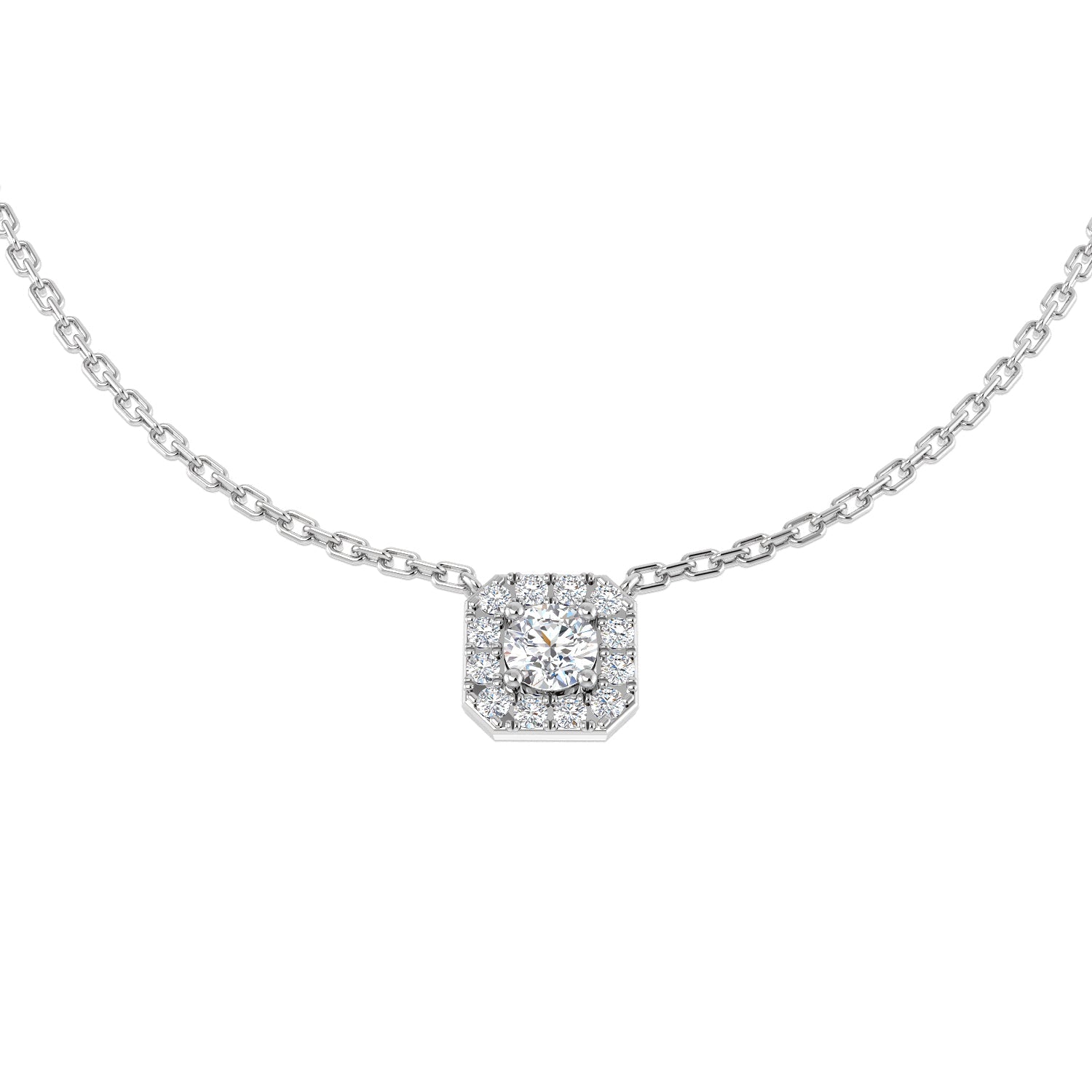 Diamond Cluster Halo Pendant Gold & Platinum Necklace (Without Chain) in 10K/14K gold and platinum with certified lab-grown or natural diamonds