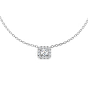 Diamond Cluster Halo Pendant Gold & Platinum Necklace (Without Chain) in 10K/14K gold and platinum with certified lab-grown or natural diamonds