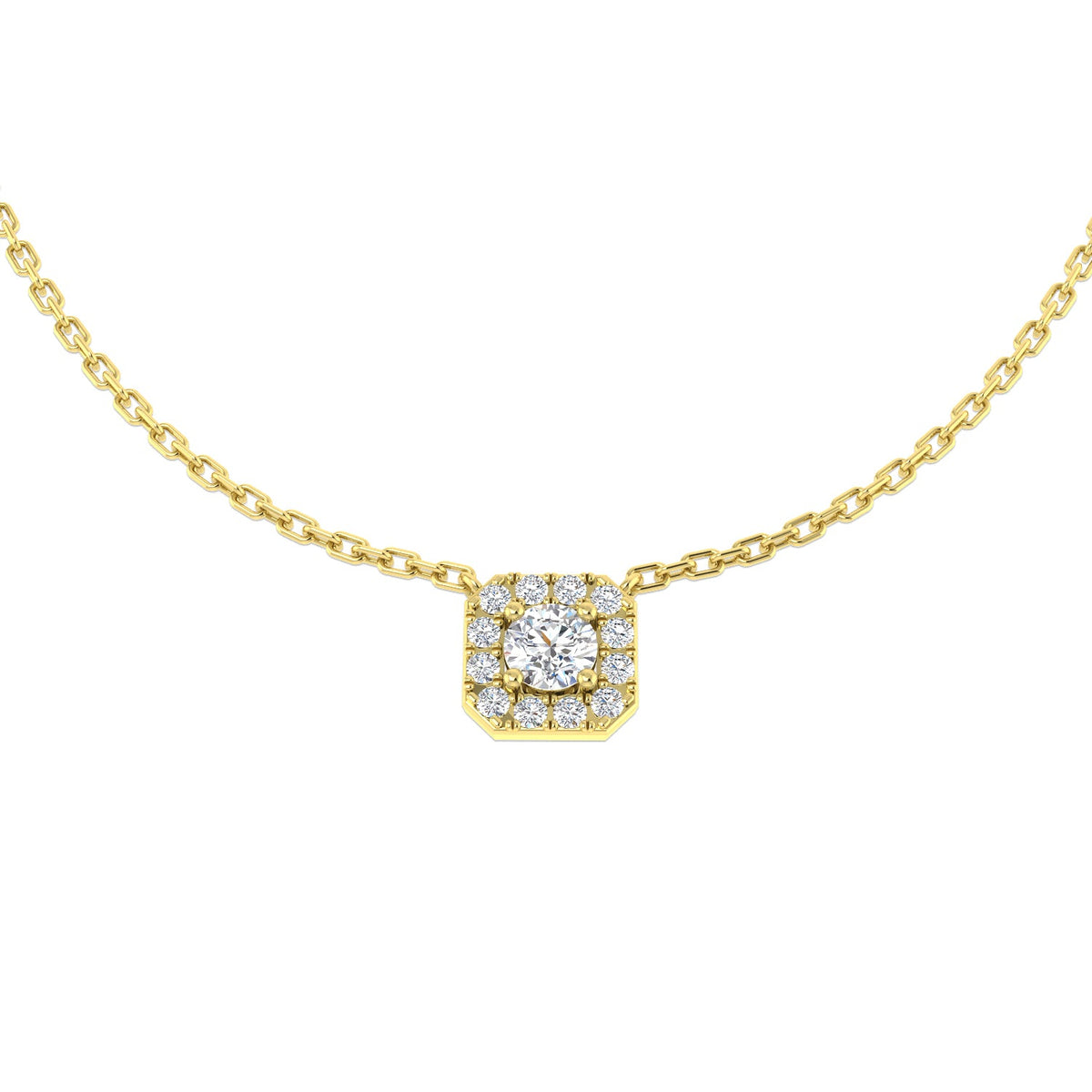 Diamond Cluster Halo Pendant Gold & Platinum Necklace (Without Chain) in 10K/14K gold and platinum with certified lab-grown or natural diamonds
