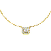 Diamond Cluster Halo Pendant Gold & Platinum Necklace (Without Chain) in 10K/14K gold and platinum with certified lab-grown or natural diamonds
