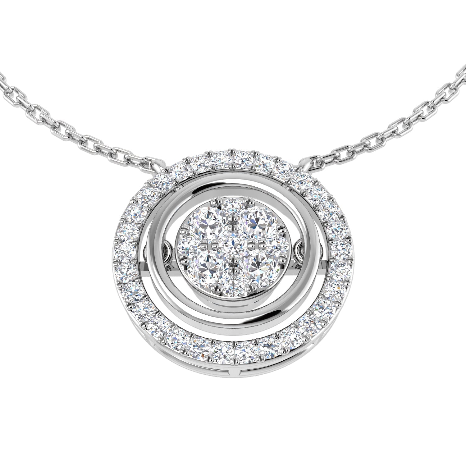 Double Circle Diamond Necklace 0.5ct Platinum in 10K/14K gold and platinum with certified lab-grown or natural diamonds