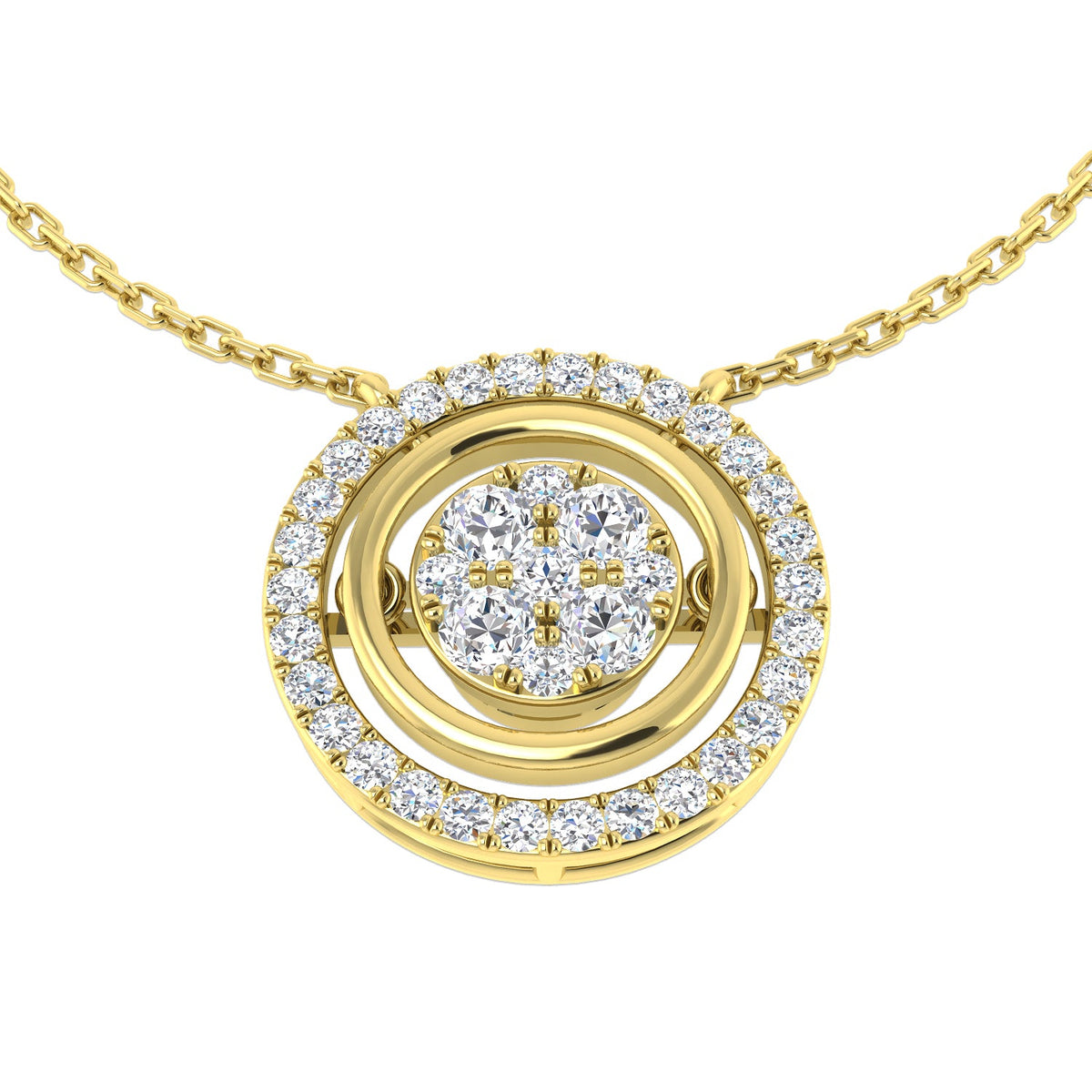 Double Circle Diamond Necklace 0.5ct Platinum in 10K/14K gold and platinum with certified lab-grown or natural diamonds