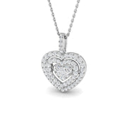 Triple Heart Diamond Pendant Necklace in 10K/14K gold and platinum with certified lab-grown or natural diamonds