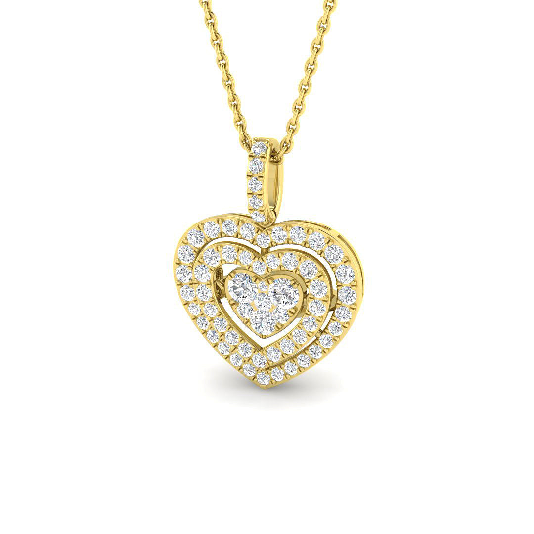 Triple Heart Diamond Pendant Necklace in 10K/14K gold and platinum with certified lab-grown or natural diamonds