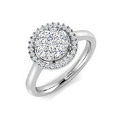 Round Cluster Double Halo Diamond Ring 0.50ct in 10K/14K gold and platinum with certified lab-grown or natural diamonds