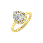 Luxury Round Diamond Halo Cluster Ring 0.33ct UK Hallmarked in 10K/14K gold and platinum with certified lab-grown or natural diamonds