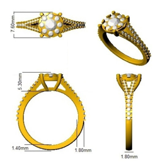 Diamond Solitaire Cluster Ring in 10K/14K gold and platinum with certified lab-grown or natural diamonds