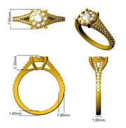 Diamond Solitaire Cluster Ring in 10K/14K gold and platinum with certified lab-grown or natural diamonds