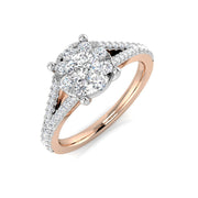 Diamond Solitaire Cluster Ring in 10K/14K gold and platinum with certified lab-grown or natural diamonds