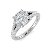 Diamond Solitaire Cluster Ring in 10K/14K gold and platinum with certified lab-grown or natural diamonds