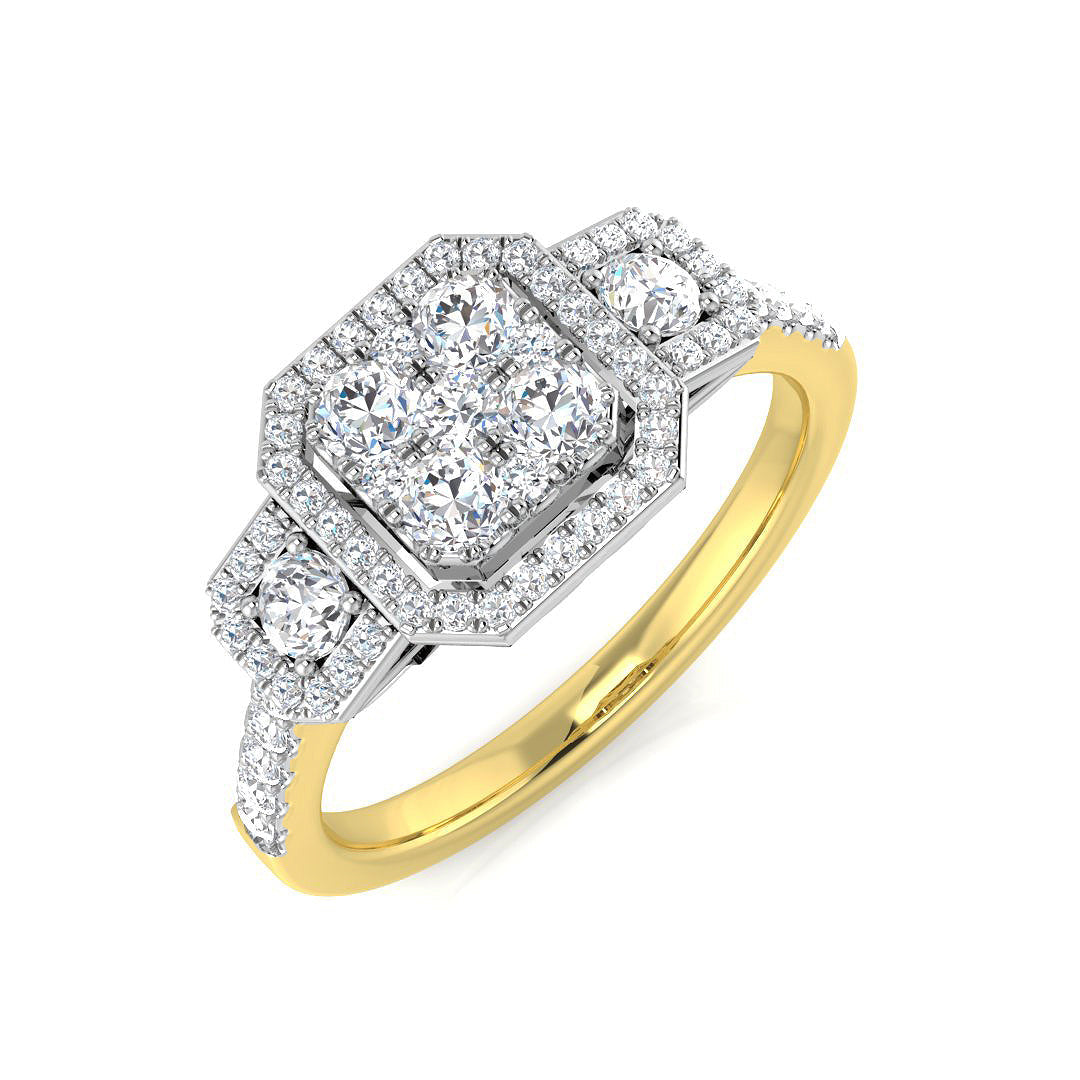 Lab-Grown Diamond Cluster Ring in 10K/14K gold and platinum with certified lab-grown or natural diamonds