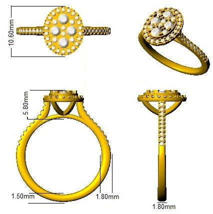 Lab-Grown Round Cut Diamond Cluster Ring in 10K/14K gold and platinum with certified lab-grown or natural diamonds