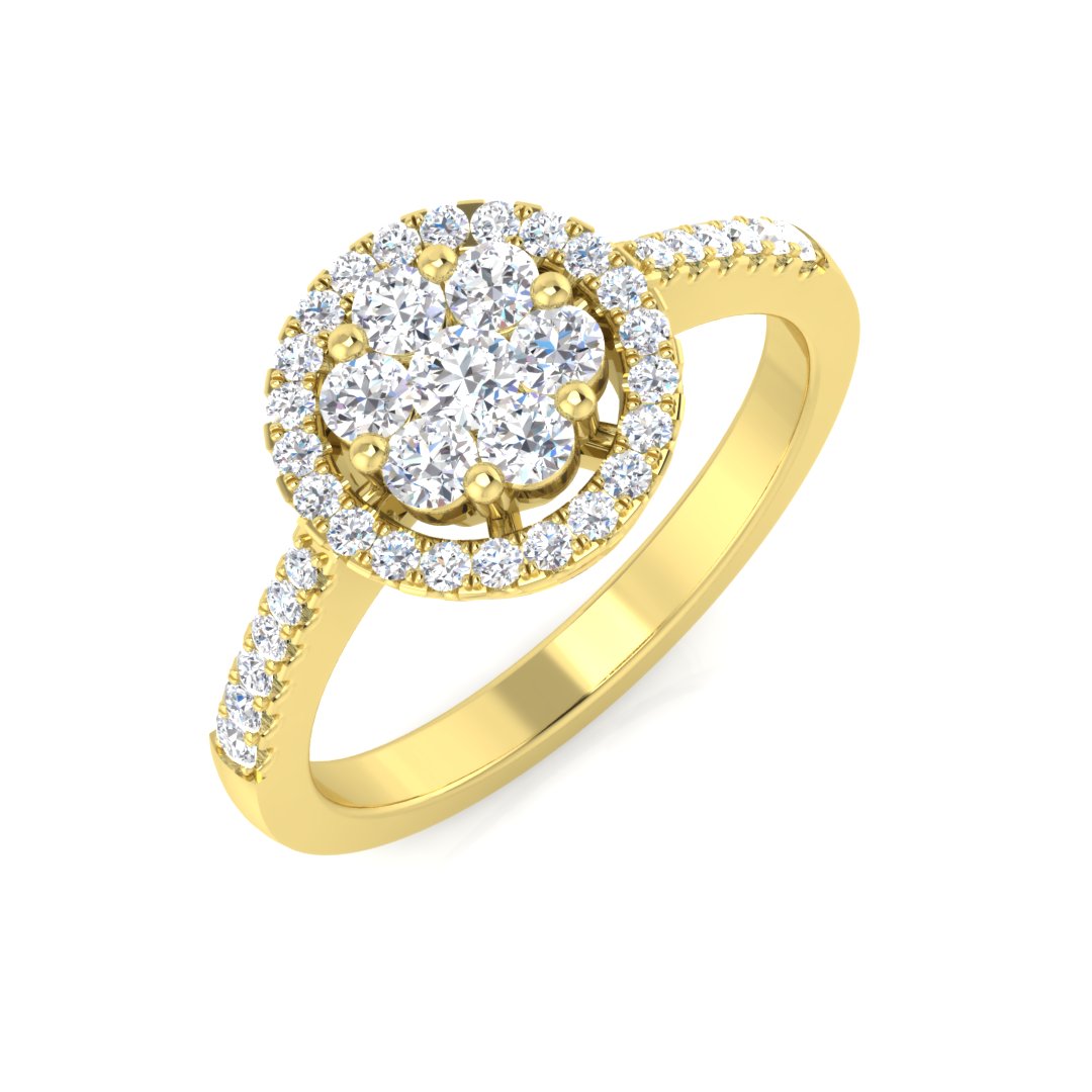 Round Diamond Cluster Ring in 10K/14K gold and platinum with certified lab-grown or natural diamonds