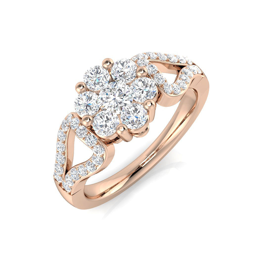 Diamond Cluster Ring 0.75ct in 10K/14K gold and platinum with certified lab-grown or natural diamonds