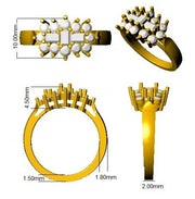 Diamond Carlisle Baguette & Round Brilliant Cut Ring in 10K/14K gold and platinum with certified lab-grown or natural diamonds