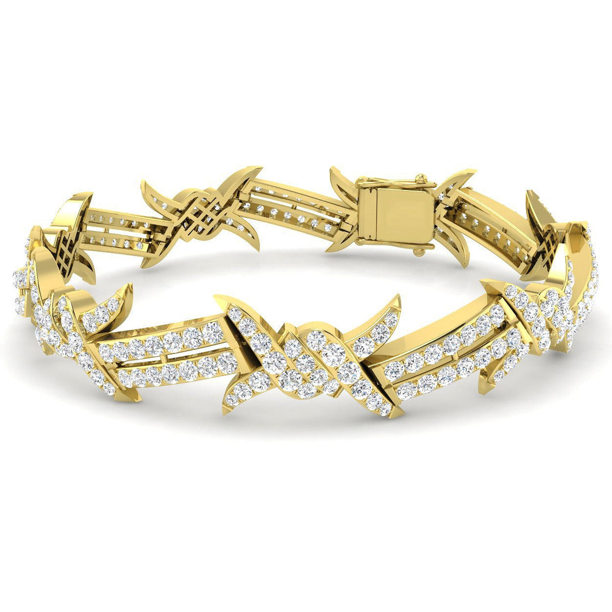 Round Cut Lab Grown Diamond Fancy Designer Bracelet in 10K/14K gold and platinum with certified lab-grown or natural diamonds