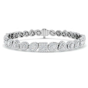 Multi Shape Solitaire Natural Diamond Halo Tennis Bracelet with Box Clasp in 10K/14K gold and platinum with certified lab-grown or natural diamonds