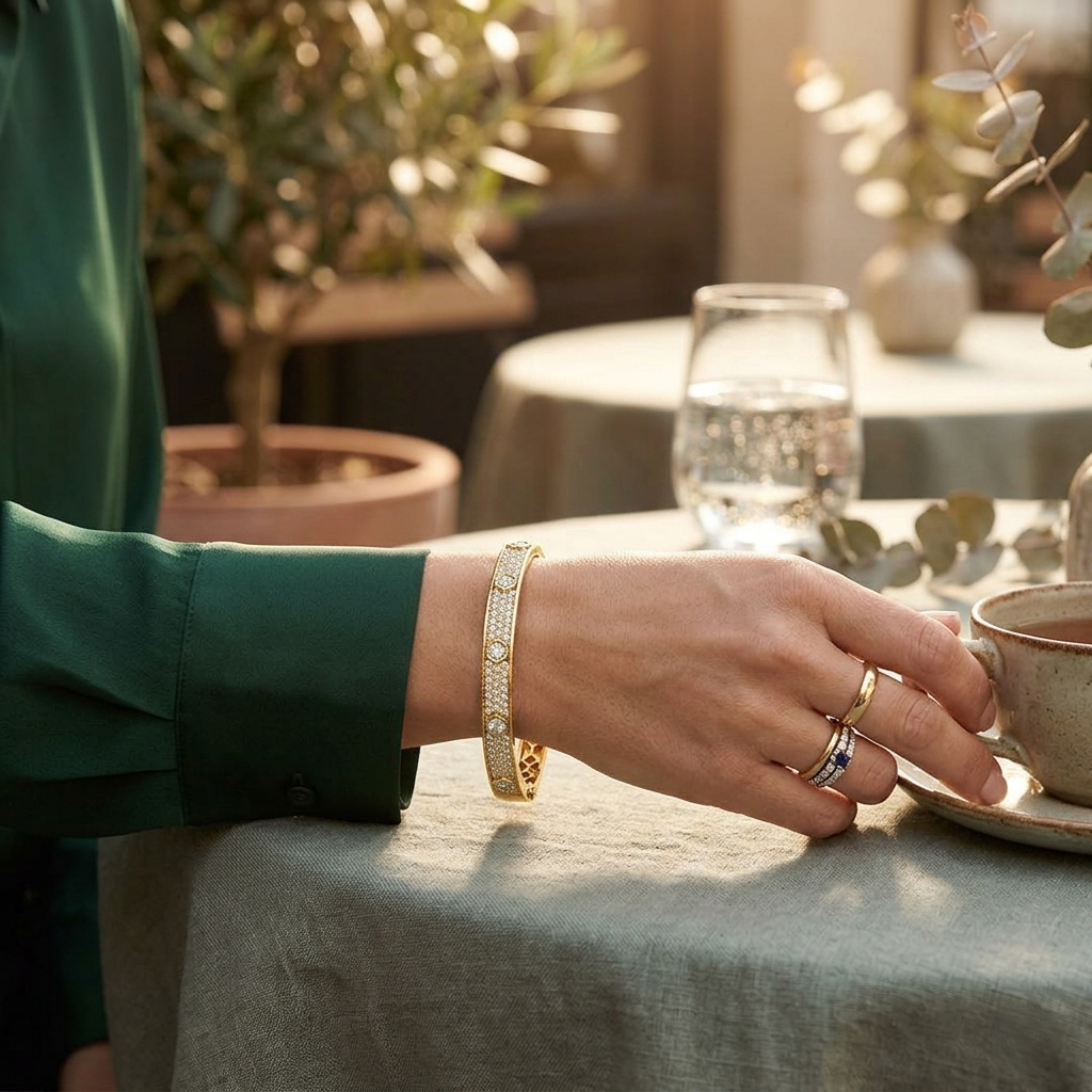 Natural Round Cut Diamond Prong Pave Set Fancy Hinged Bangle with Lock in 10K/14K gold and platinum with certified lab-grown or natural diamonds