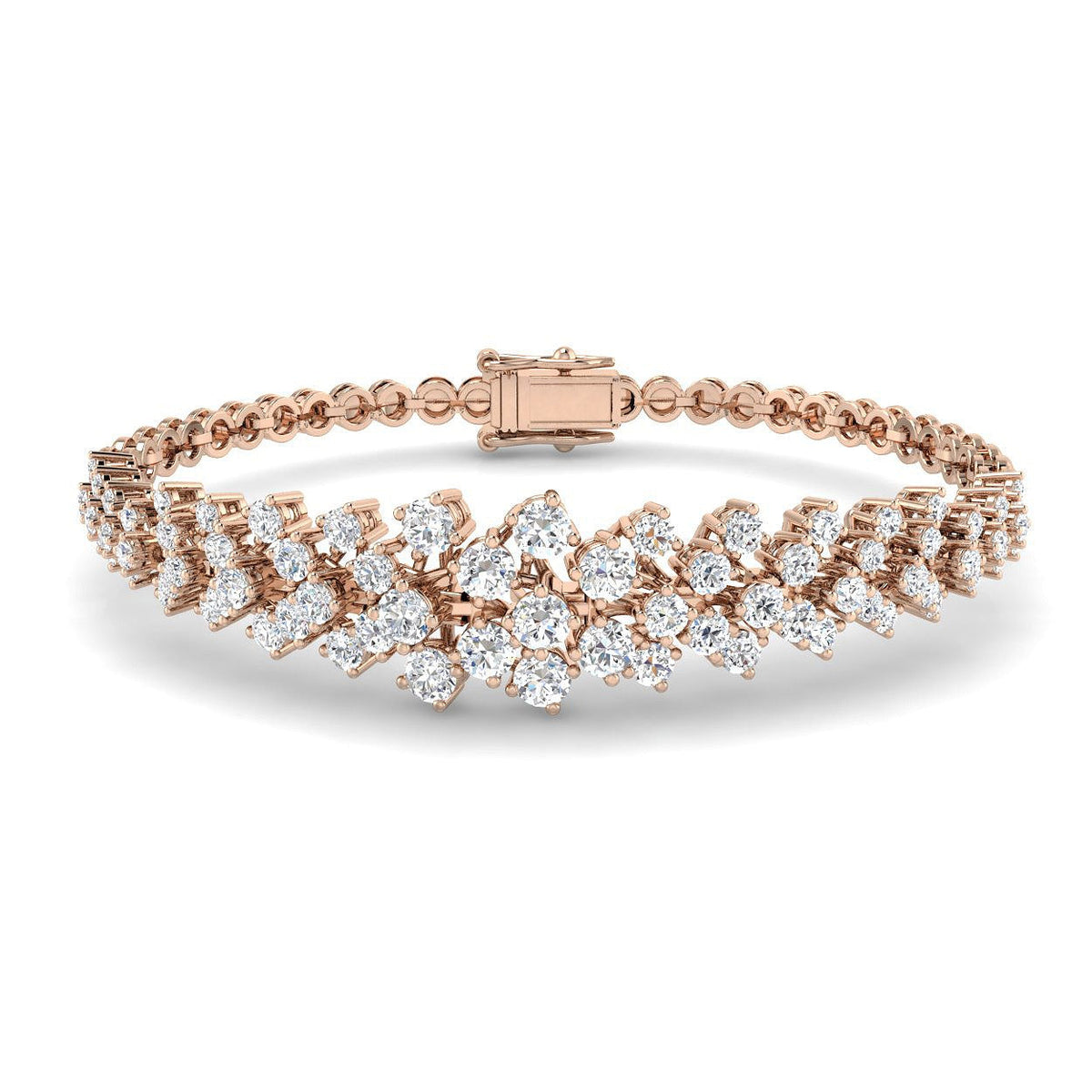 Natural Round Cut Cluster Diamond Beaded Bracelet or Solid in 10K/14K gold and platinum with certified lab-grown or natural diamonds