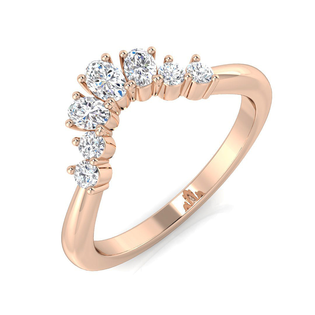 Graduated Diamond Wishbone Ring in 10K/14K gold and platinum with certified lab-grown or natural diamonds