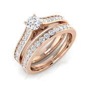 Lab-Grown Diamond Round Diamond Wedding Set in 10K/14K gold and platinum with certified lab-grown or natural diamonds