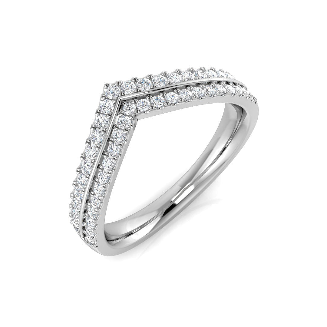 Double Row Diamond Wishbone Ring in 10K/14K gold and platinum with certified lab-grown or natural diamonds
