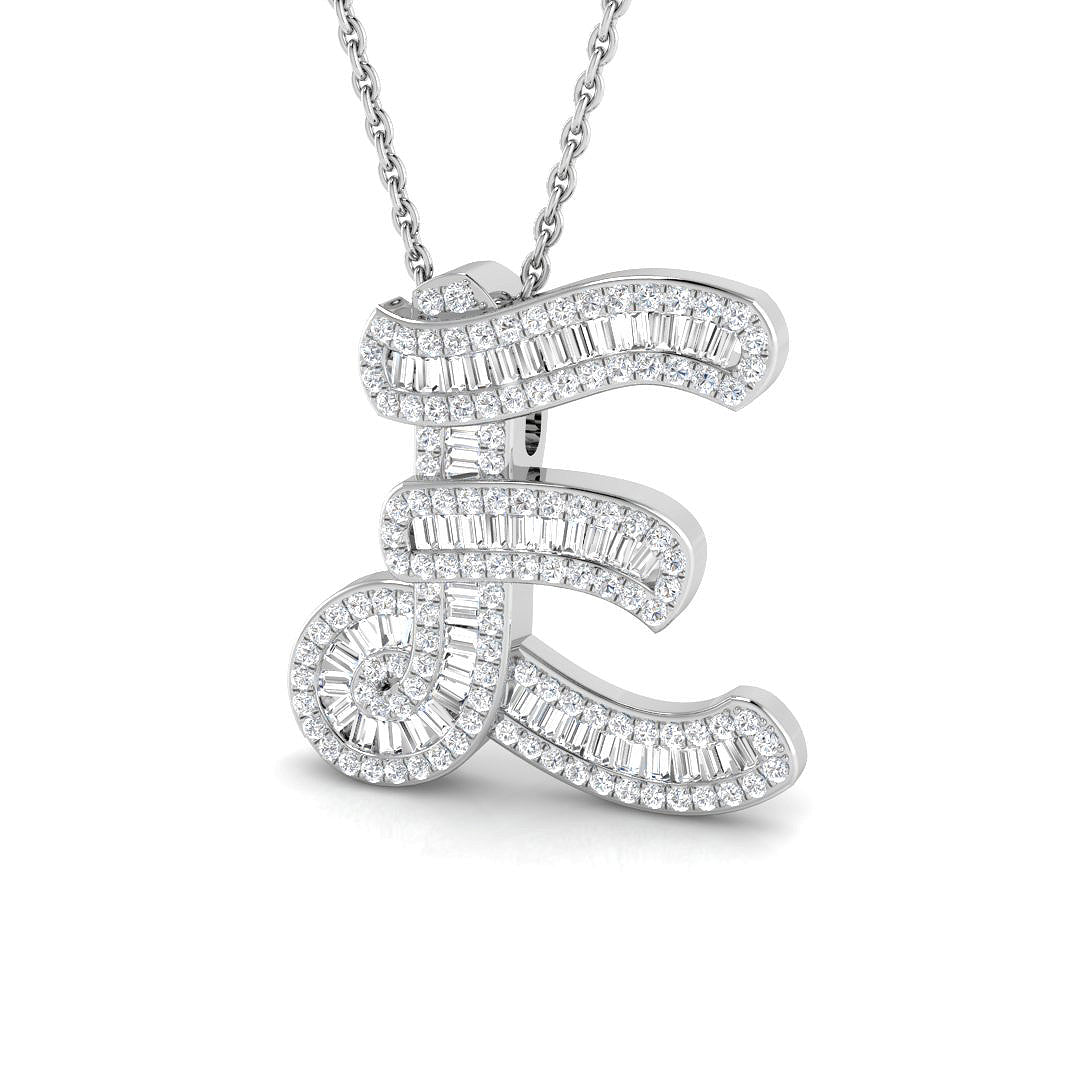 Paved Script Initial Diamond Pendant Without Chain in 10K/14K gold and platinum with certified lab-grown or natural diamonds