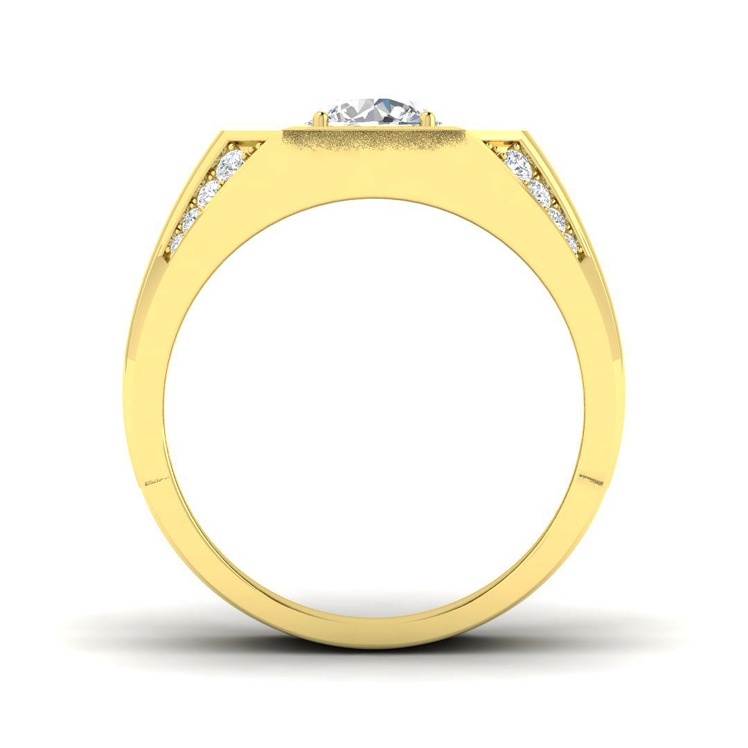 Men’s Square Diamond Halo Ring in in 10K/14K gold and platinum with certified lab-grown or natural diamonds