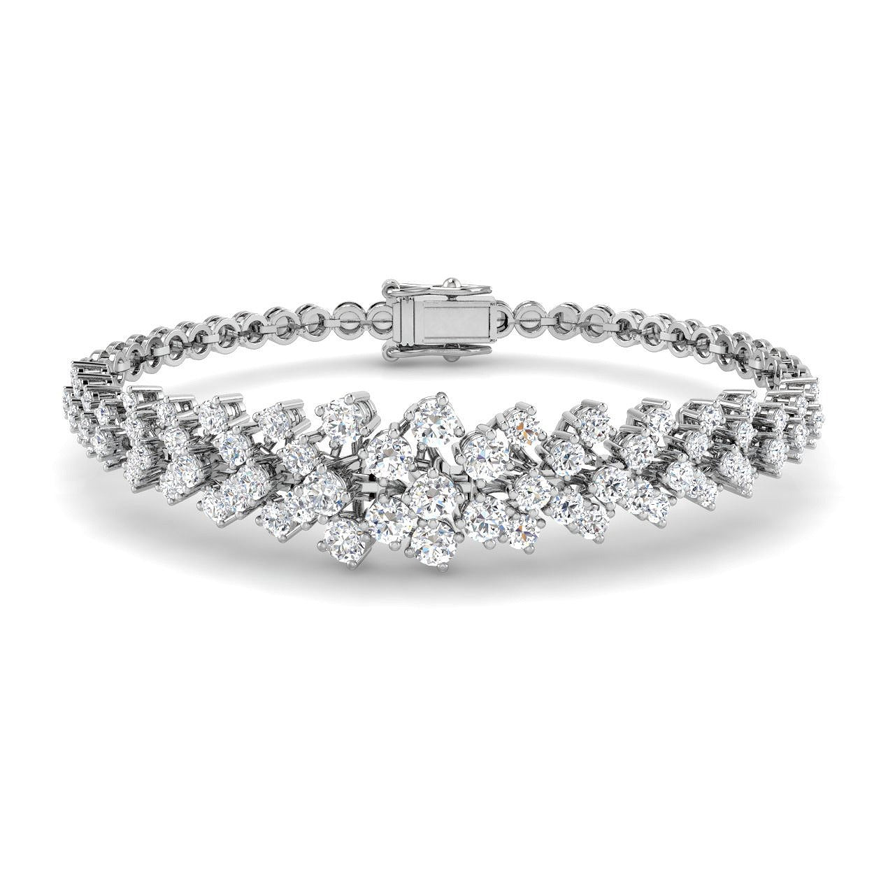 Natural Round Cut Cluster Diamond Beaded Bracelet or Solid in 10K/14K gold and platinum with certified lab-grown or natural diamonds