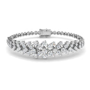 Natural Round Cut Cluster Diamond Beaded Bracelet or Solid in 10K/14K gold and platinum with certified lab-grown or natural diamonds