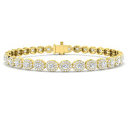 Natural Diamond Oval Halo Tennis Bracelet with Box Clasp and Safety Latch in 10K/14K gold and platinum with certified lab-grown or natural diamonds