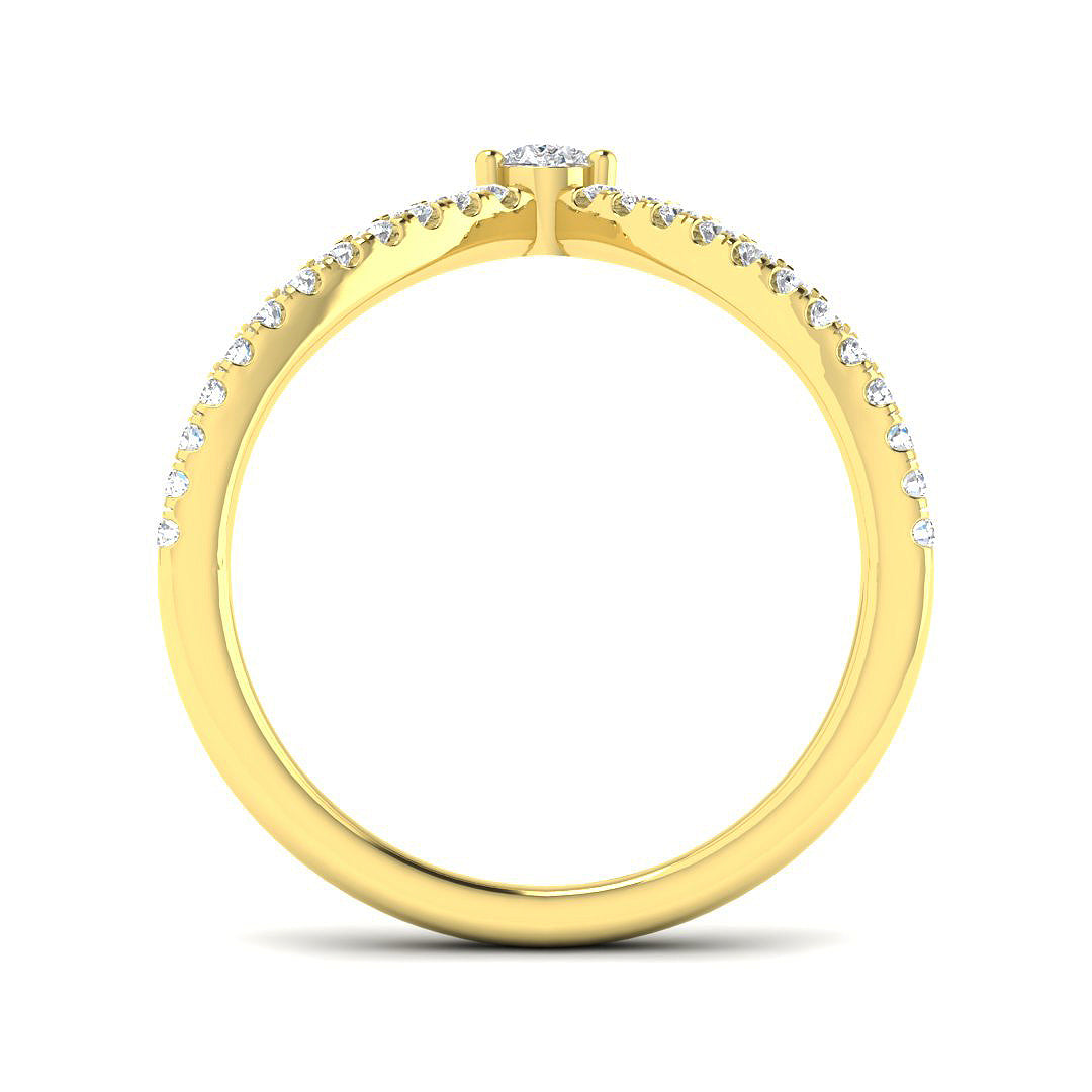 Pear-Shaped Diamond Wishbone Ring in 10K/14K gold and platinum with certified lab-grown or natural diamonds
