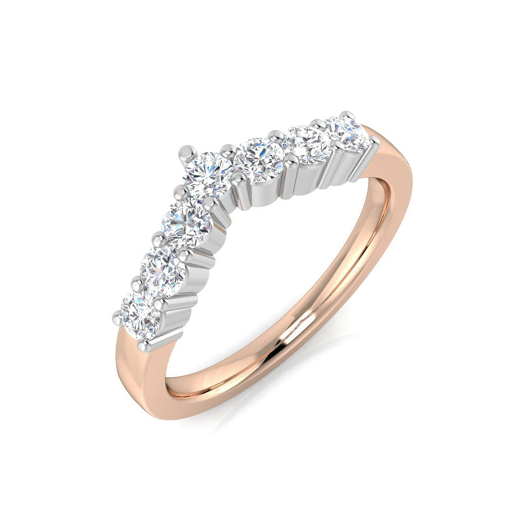Curved Diamond Wishbone Ring in 10K/14K gold and platinum with certified lab-grown or natural diamonds