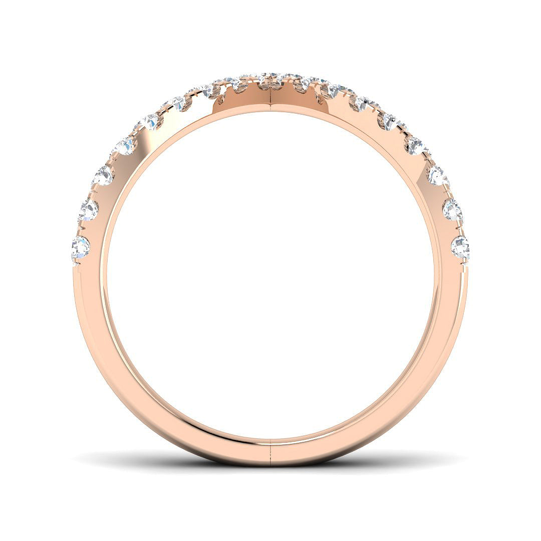 High Set V Shape Diamond Chevron Ring in 10K/14K gold and platinum with certified lab-grown or natural diamonds