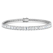 Emerald Cut Natural Diamond Tennis Bracelet or Solid Gold with Box Clasp in 10K/14K gold and platinum with certified lab-grown or natural diamonds