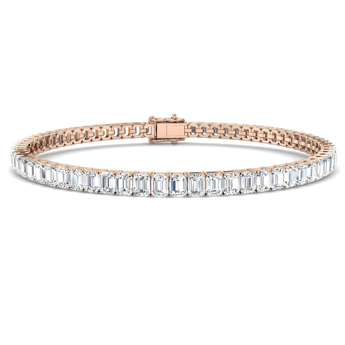 Emerald Cut Natural Diamond Tennis Bracelet or Solid Gold with Box Clasp in 10K/14K gold and platinum with certified lab-grown or natural diamonds