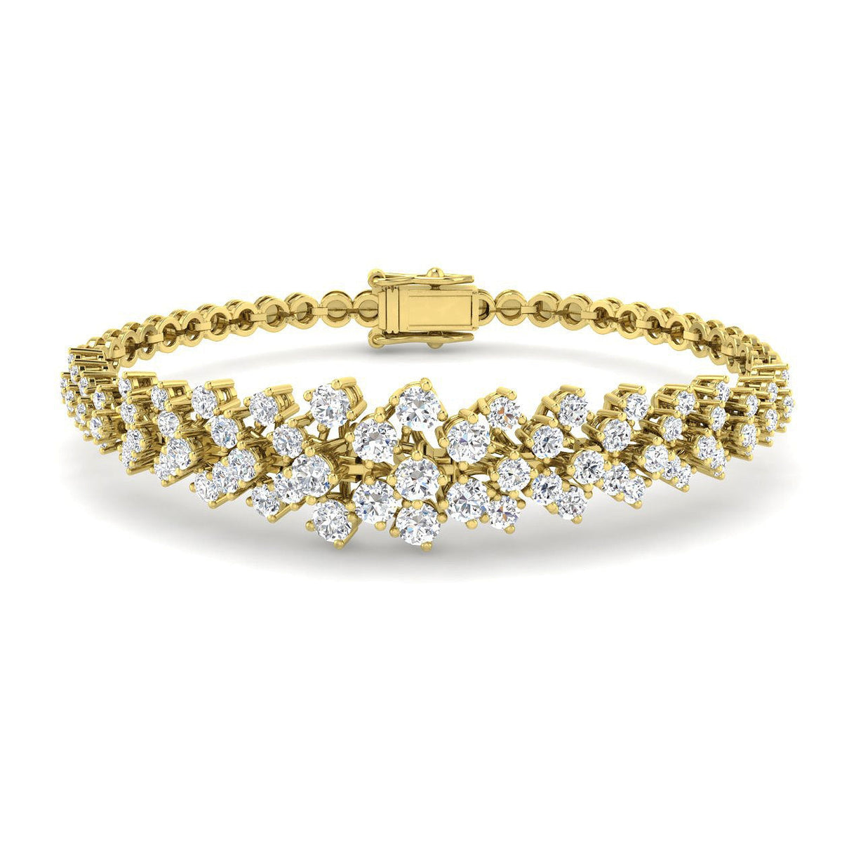 Natural Round Cut Cluster Diamond Beaded Bracelet or Solid in 10K/14K gold and platinum with certified lab-grown or natural diamonds